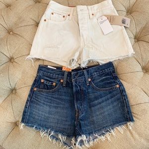 Levi’s wedgie fit and 501 denim shorts pair